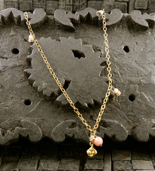 Lisa Stewart Pink Coral and Charm Necklace
