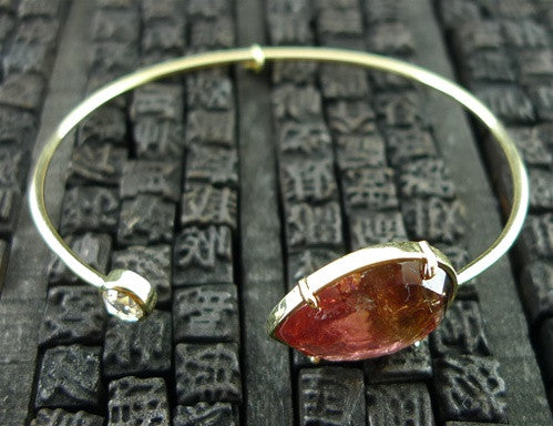 Jemma Wynne Limited Edition 18k Large Pear & Round Diamond Bangle Bracelet