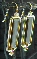 Jemma Wynne 18k Yellow Gold with  Emerald Cut Citrine and Pink Tourmaline Earrings