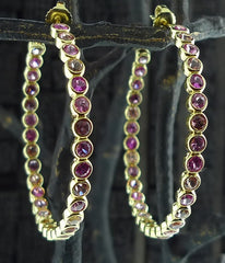 Jemma Wynne Large Pink Sapphire & Tourmaline Hoop Earrings, 18K Yellow Gold