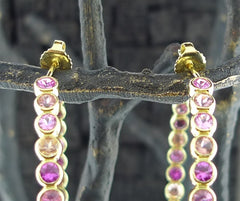 Jemma Wynne Large Pink Sapphire & Tourmaline Hoop Earrings, 18K Yellow Gold