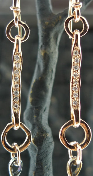Federica Rettore Diamond Briolette Drop Earrings in 18K Rose Gold and Silver