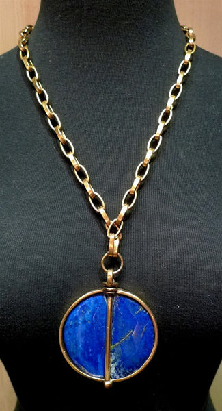 Paige Novick Lapis Lazuli Pendant on Open Link Chain Necklace