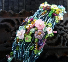 Mindy Lam Couture Collection Multi-color Pastel Swarovski Crystal Flower Bracelet