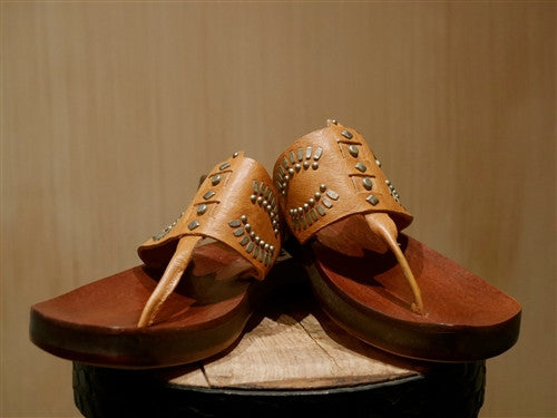 Calleen Cordero "Maite" Studded Natural Tan Sandals