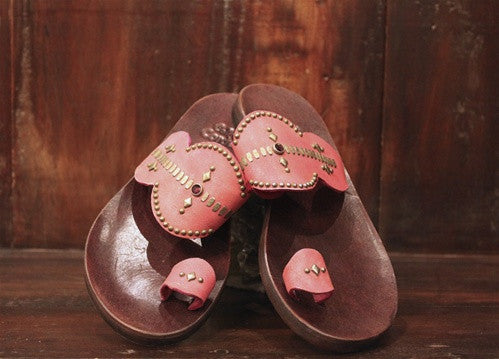 Calleen Cordero Mila Studded Hot Pink Leather Sandal
