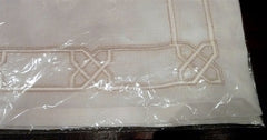 Kim Seybert Gold Embroidered "X" Pattern on White Napkin