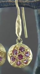Talisman Unlimited 14k Yellow Gold and Pink Tourmaline Hammerwire Dome Earrings