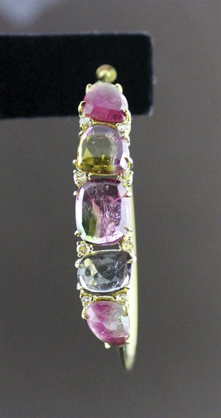 Jemma Wynne Large Rare Tourmaline & Diamond Hoop Earrings, 18K Yellow Gold