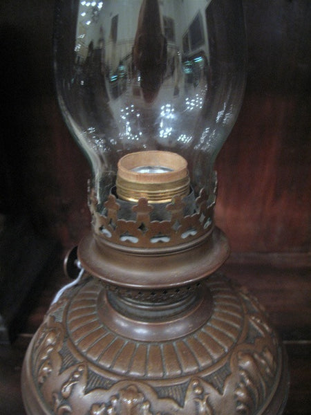 Electrical "Kerosene Style" Table Lamp in Copper