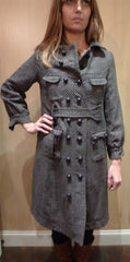 Grey 3/4 Double Breasted Coat with Self Belt