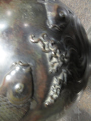 Japanese Bronze Koi Decorated Vessel/Jardiniere