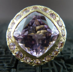 CHURCHILL Private Label Large Kunzite Solitaire Ring 14K Yellow Gold