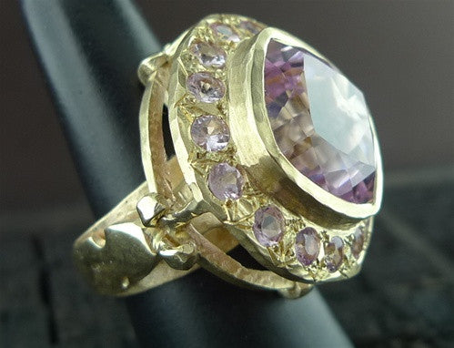 CHURCHILL Private Label Large Kunzite Solitaire Ring 14K Yellow Gold