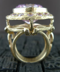 CHURCHILL Private Label Large Kunzite Solitaire Ring 14K Yellow Gold