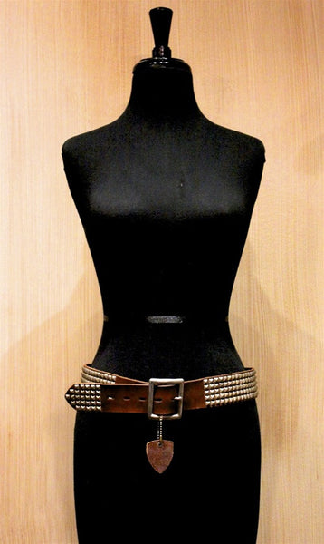 HTC Studded Brown Leather Belt