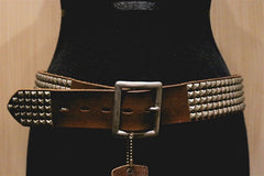 HTC Studded Brown Leather Belt