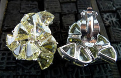Jarin Kasi Canary Cubic Zirconia Crystal Fan Clip-On Earrings