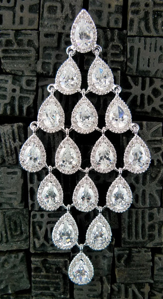 Jarin Kasi Pear Shaped Cubic Zirconia Earrings in Diamond Shape