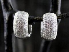 Jarin Kasi CZ Huggie Earrings in Rhodium Finished Sterling Silver