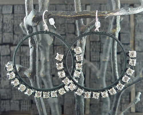 Danielle Jossie Welmond Woven Silver Hoop w/ Rinestones