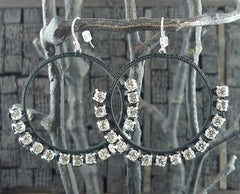 Danielle Jossie Welmond Woven Silver Hoop w/ Rinestones