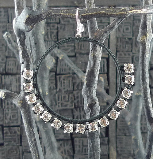 Danielle Jossie Welmond Woven Silver Hoop w/ Rinestones