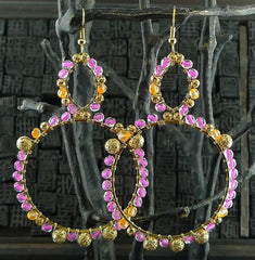 Fulham Pink and Orange Bead Wrapped Chandelier Earrings