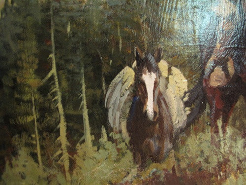Woodsman in Mountain Landscape,  Signed T. Swanton Bateman 20th Century Oil Painting