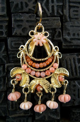 Becky Kelso 18K Yellow Gold and Coral Chandelier Earrings