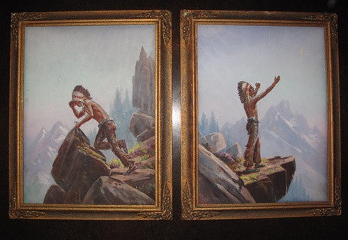 Antique (Pair) 19th Century Paintings Depicting Native Americans Signed Henri Moreau, Belgian - One of a Kind