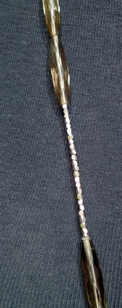 MIMA Silver Coin Necklace with Smoky Quartz Beads