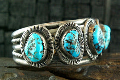 Sterling and Turquoise Cuff Bracelet, Navalago Park Turquoise