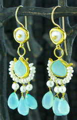 Nava Zahavi 24K Yellow Gold Peruvian Opal and Pearl Earrings