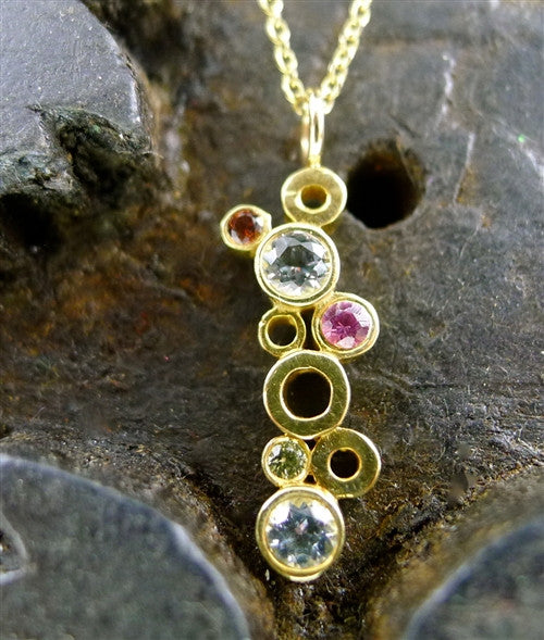 Gretchen Julius 14K Yellow Gold Mixed Sapphire Necklace