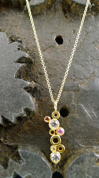 Gretchen Julius 14K Yellow Gold Mixed Sapphire Necklace