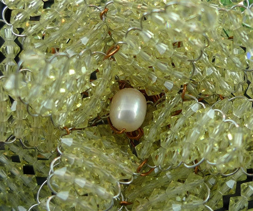 Mindy Lam Light Yellow and Green Swarovski Crystal Flower Pin
