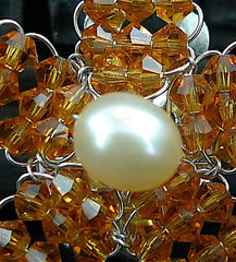 Mindy Lam Swarovski Crystal and Pearl Flower Earrings