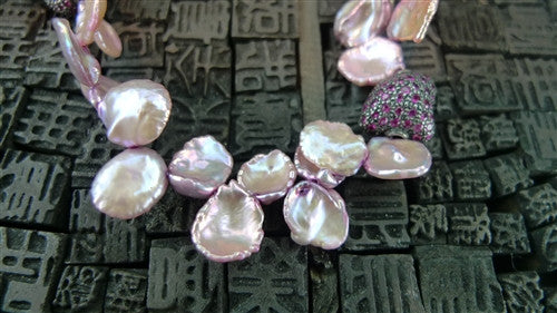 Churchill Private Label Pink Coin Pearl and Pink Sapphire Necklace