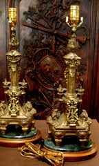 Antique Louis XVI Style Andirons as Lamps (PAIR)