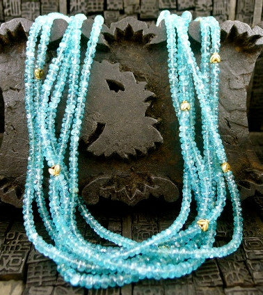 CHURCHILL Private Label Apatite Torsade Necklace with 22K Gold Bead Stations