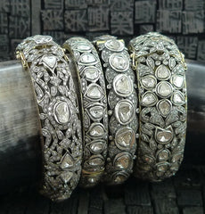Lorraine Schwartz Diamond, 18K Gold & Oxidized Silver Bangle Bracelet