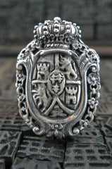 Lazaro Sterling Silver Crest and Crown Ring