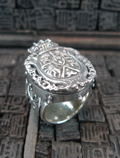 Lazaro Sterling Silver Crest and Crown Ring