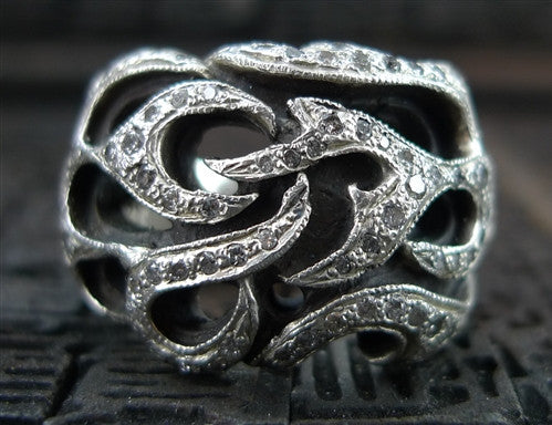 Lazaro Diamond and Sterling Silver Wave Ring