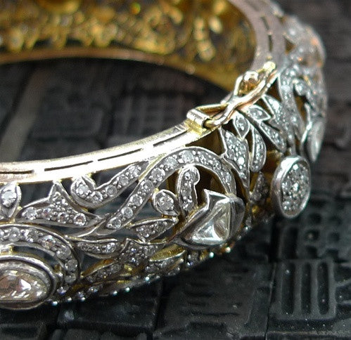 Lorraine Schwartz Blackened Diamond 18K Gold and Sterling Silver Bangle Bracelet