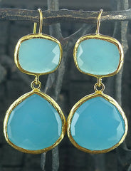Coralia Leets Double Stone Light Blue Chalcedony Earrings