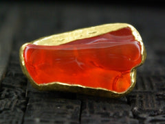 ARA 24K Polished Fire Opal Ring in 24K Gold