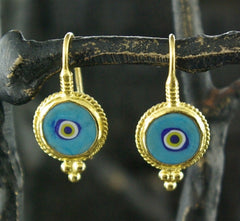 ARA 24K Collection Evil Eye Design Earrings in Pure Gold