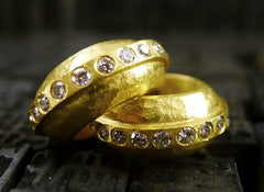 Yossi Harari Bella Hoop Pierced Earrings in 24K Yellow Gold and Diamonds